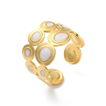 304 Stainless Steel Enamel Cuff Rings LS-RJEW-M171-38G-1