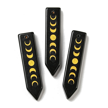 Natural Obsidian Moon Phase Pendants LS-G-C145-01C-1