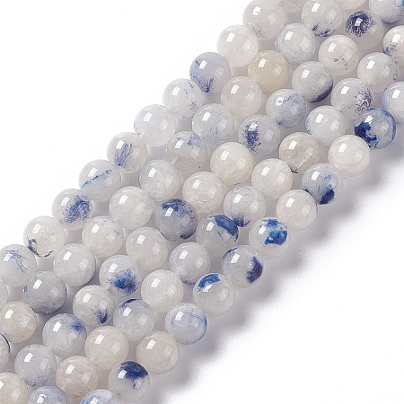Natural Blue White Dumortierite Round Beads Strands G-E265-01B-1