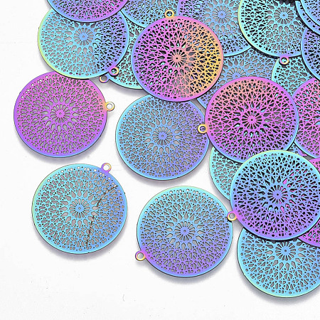 Ion Plating(IP) 201 Stainless Steel Filigree Pendants STAS-R102-16-1