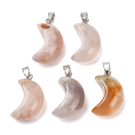 Natural Cherry Blossom Agate Pendants G-F820-02L-25-1