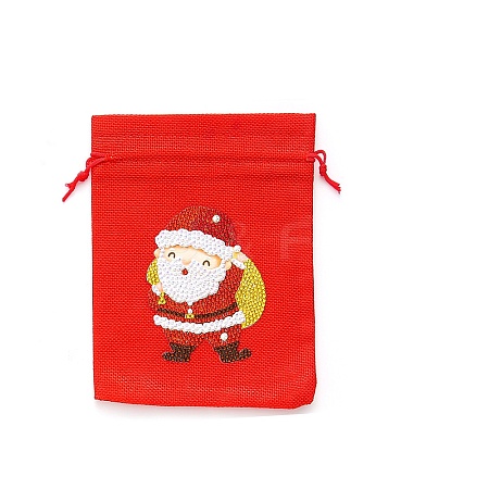 Christmas Theme DIY Diamond Painting Drawstring Gift Bag Kit DIAM-PW0010-72A-02-1