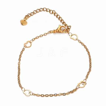 304 Stainless Steel Cable Chain Anklets AJEW-H104-10G-1