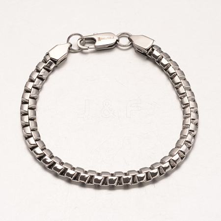 304 Stainless Steel Box Chain Bracelets BJEW-H459-01P-1