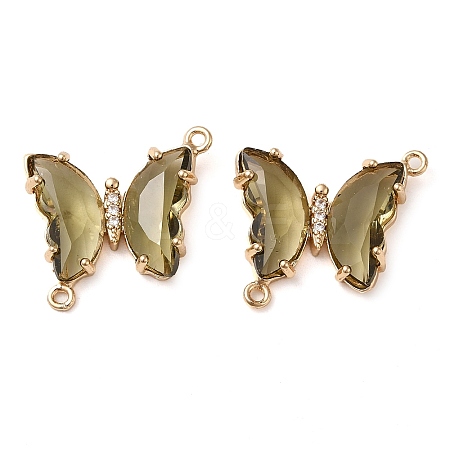 Brass Pave Faceted Glass Connector Charms X-FIND-Z020-04S-1