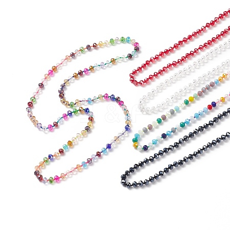 5Pcs 5 Style Bling Glass Beaded Necklaces Set for Women NJEW-JN04056-1