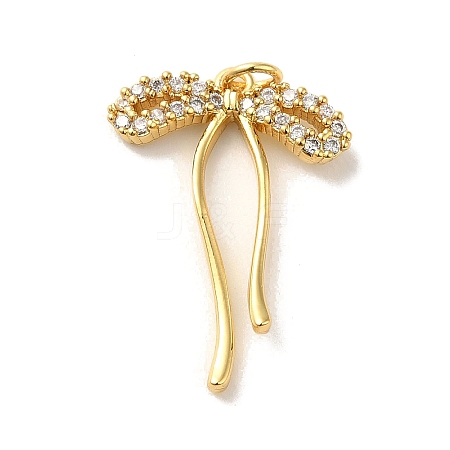 Rack Plating Brass Micro Pave Clear Cubic Zirconia Pendants KK-C047-19G-1