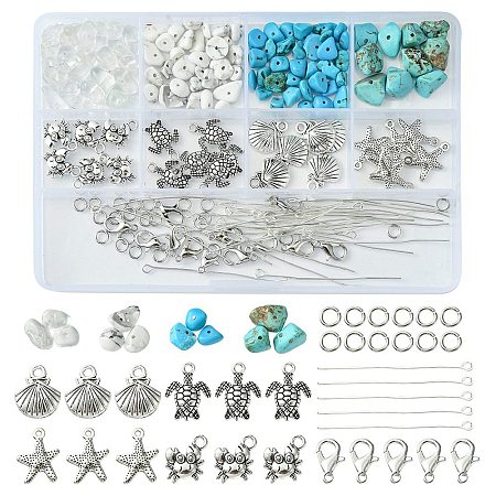 Natural & Synthetic Mixed Stone with Alloy Charms FIND-FS0002-16-1