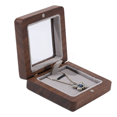 Wood Badge Storage Boxes with Visible Window and Magnetic Lid CON-WH0107-101B-1