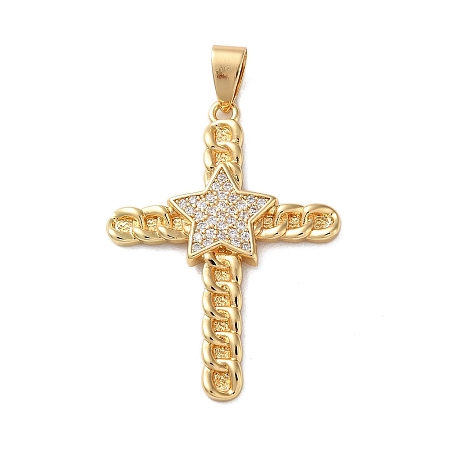 Brass Micro Pave Clear Cubic Zirconia Pendants KK-A212-06C-G-1