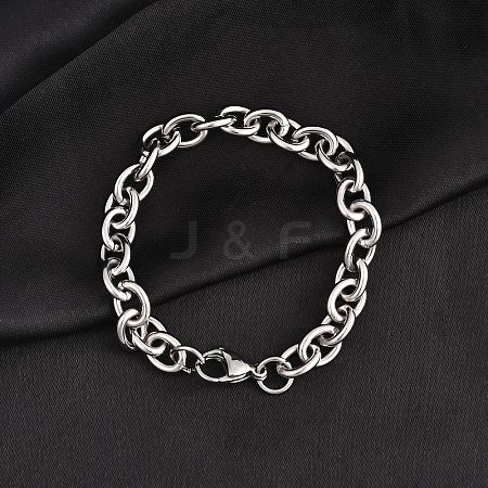 Tarnish Resistant 304 Stainless Steel Cable Chain Bracelets X-BJEW-I238-09P-1