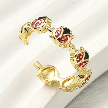 Brass Enamel Cuff Rings for Women RJEW-F196-02B-G-1