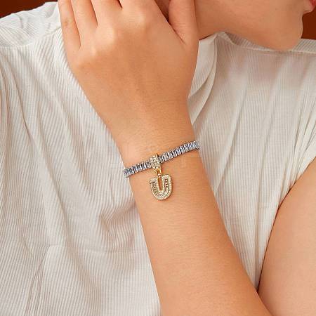 Fashionable Brass Micro Pave Clear Cubic Zirconia Charm Bracelets AF9298-21-1
