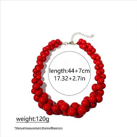 Resin Round Shaped Graduated Beaded Necklaces for Women FS-WG3D4DE-03-1