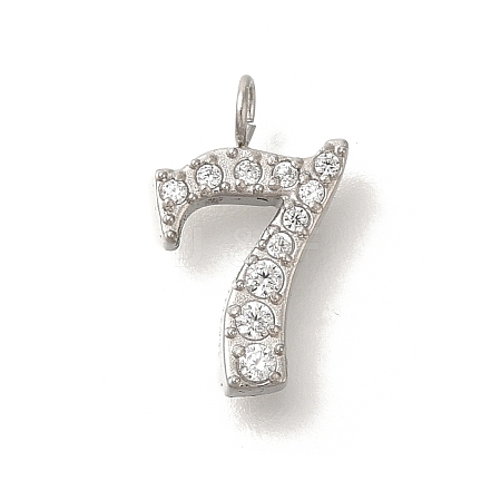 Ion Plating(IP) 304 Stainless Steel Micro Pave Cubic Zirconia Pendants STAS-H228-01P-07-1