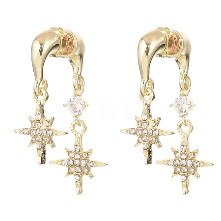 Brass Rhinestone Stud Dangle Earrings EJEW-B0160-01G-1