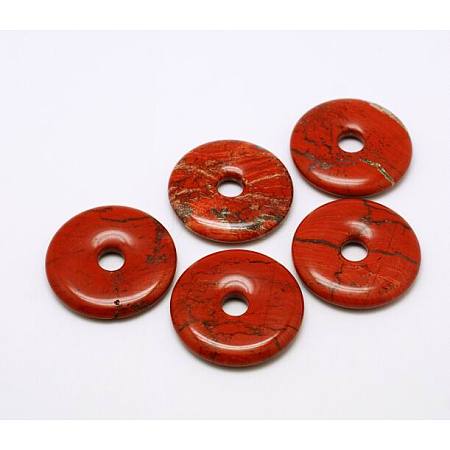 Donut/Pi Disc Natural Gemstone Pendants G-L234-40mm-04-1