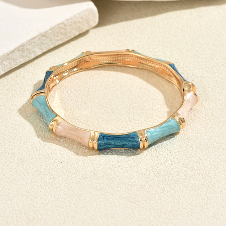 Vintage Zinc Alloy Enamel Bamboo Hinged Cuff Bangles for Women BF0651-1-1