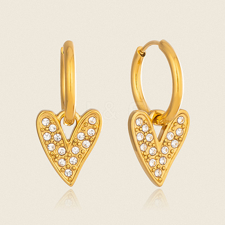 304 Stainless Steel Rhinestone Hoop Dangle Earrings for Women BD6871-1