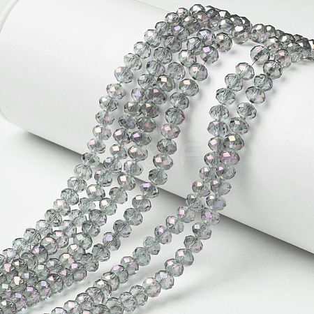Electroplate Transparent Glass Beads Strands EGLA-A034-T6mm-G04-1