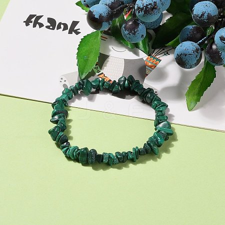 Natural Malachite Chip Beads Stretch Bracelets X-BJEW-JB05765-04-1