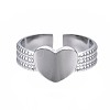 Non-Tarnish 304 Stainless Steel Heart Cuff Ring RJEW-T023-61P-1