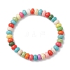 Synthetic Turquoise Rondelle Beads Stretch Bracelets for Men Women BJEW-JB12453-2