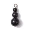 Natural Obsidian Round Beaded Pendants PALLOY-JF02867-07-1