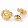 Ion Plating(IP) 304 Stainless Steel Flat Round Stud Earrings for Women EJEW-G338-03G-2