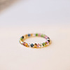 Natural Rainbow Tourmaline Round Beaded Finger Rings WGDC3AE-03-1