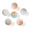 Frosted Baking Painted Crackle Glass Beads with Glitter Powder DGLA-T004-01C-1