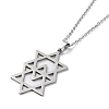 201 Stainless Steel David Star Pendant Necklace with Cable Chains NJEW-Q317-07P-2