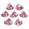 Electroplate Printed Natural Scallop Shell Pendants SSHEL-R047-04-A06-2