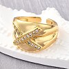Brass Micro Pave Cubic Zirconia Adjustable Open Cuff Rings for Women RJEW-K292-11G-2
