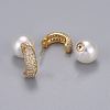 Brass Micro Pave Clear Cubic Zirconia Stud Earrings EJEW-K083-08G-2