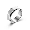 Plain Octagon Stainless Steel Rotating Finger Ring PW-WG48704-03-2