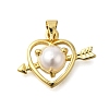 Heart with Arrow Rack Plating Brass Pendants KK-M079-23G-1