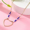 304 Stainless Steel & Blue Glass Beads Pendant Necklaces for Women NJEW-A045-26B-G-2