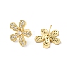 Flower Brass Micro Pave Cubic Zirconia Stud Earrings for Women EJEW-F316-13G-2