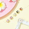 5Pcs 5 Colors Brass Pave Clear Cubic Zirconia Beads KK-CJ0002-80-5