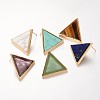 Triangle Brass Natural & Synthetic Mixed Stone Stud Earrings EJEW-O072-01-1