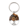 Natural Tiger Eye Chip & Alloy Tree of Life Pendant Keychain KEYC-JKC00648-07-4
