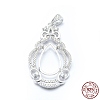 Anti-Tarnish Rhodium Plated 925 Sterling Silver Pendant Cabochon Open Back Settings STER-P044-02P-4