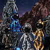 4Pcs 4 Colors Plastic Astronaut Keychains KEYC-PH0001-59-2