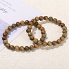 Natural Sandalwood Rond Bead Stretch Braclets for Men Women PW-WG55664-02-3