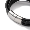 Men's Braided Black PU Leather Cord Multi-Strand Bracelets BJEW-K243-08P-3