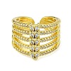 Brass with Cubic Zirconia Open Cuff Ring RJEW-B051-05G-2