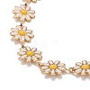 Enamel Daisy Link Chain Necklace NJEW-P220-01G-3