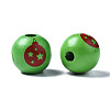 Painted Natural Wood European Beads WOOD-S057-041A-4