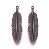 Tibetan Style Alloy Feather Big Pendants X-TIBEP-A12720-R-NR-2